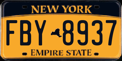NY license plate FBY8937