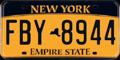 NY license plate FBY8944