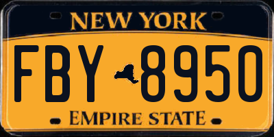 NY license plate FBY8950