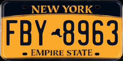 NY license plate FBY8963