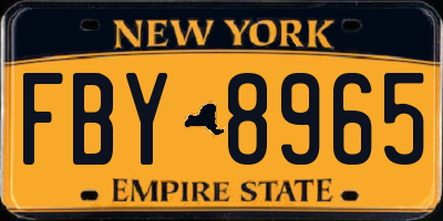 NY license plate FBY8965