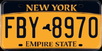 NY license plate FBY8970
