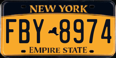 NY license plate FBY8974
