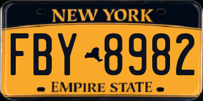 NY license plate FBY8982
