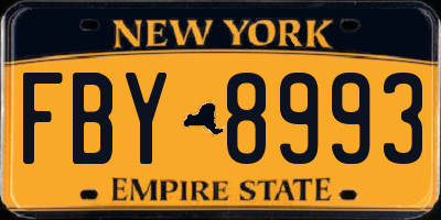 NY license plate FBY8993