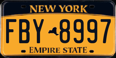 NY license plate FBY8997