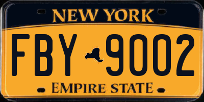 NY license plate FBY9002