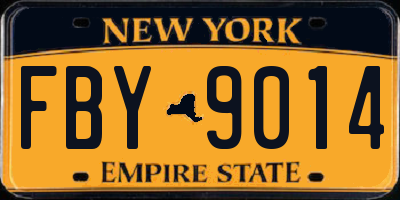 NY license plate FBY9014