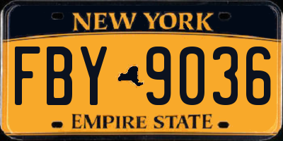 NY license plate FBY9036