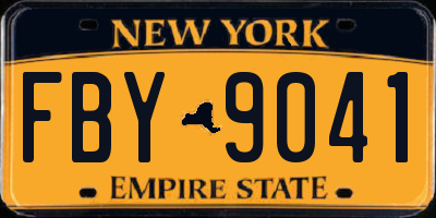 NY license plate FBY9041