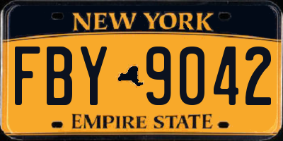 NY license plate FBY9042