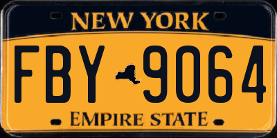 NY license plate FBY9064
