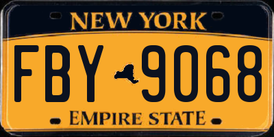 NY license plate FBY9068