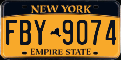 NY license plate FBY9074