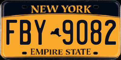 NY license plate FBY9082