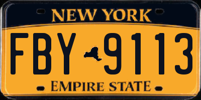 NY license plate FBY9113