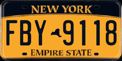 NY license plate FBY9118