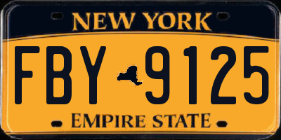 NY license plate FBY9125