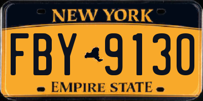 NY license plate FBY9130