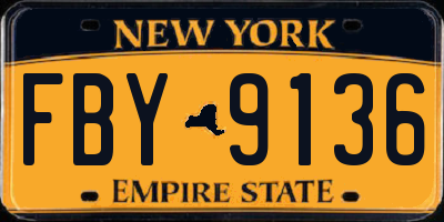 NY license plate FBY9136