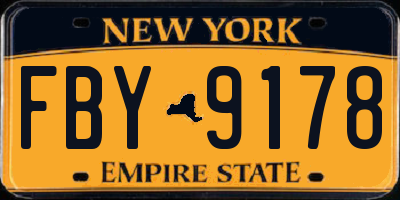 NY license plate FBY9178
