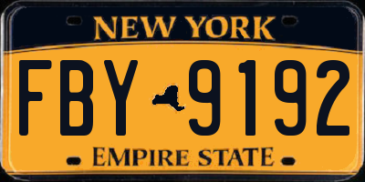 NY license plate FBY9192
