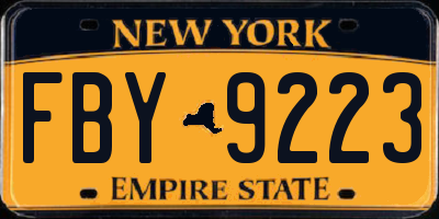 NY license plate FBY9223