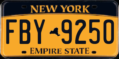 NY license plate FBY9250