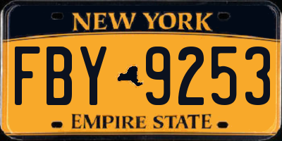 NY license plate FBY9253