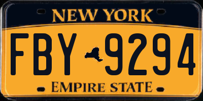 NY license plate FBY9294