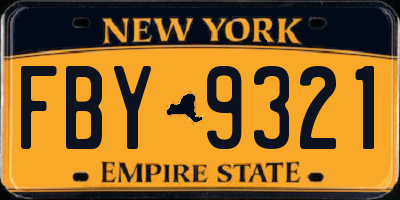 NY license plate FBY9321