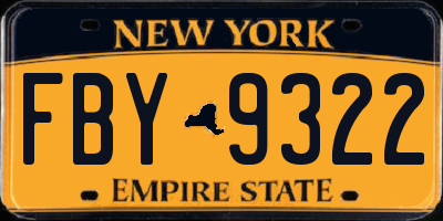 NY license plate FBY9322
