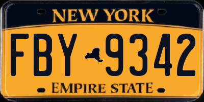 NY license plate FBY9342