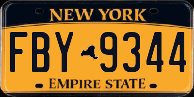 NY license plate FBY9344