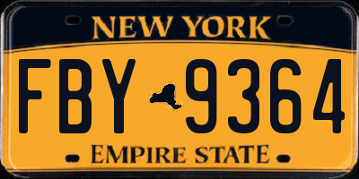 NY license plate FBY9364