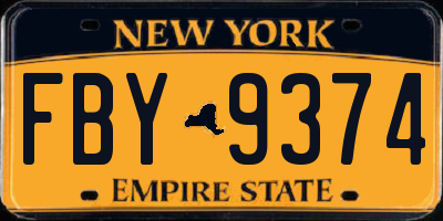 NY license plate FBY9374