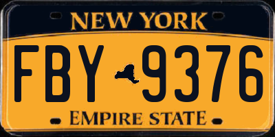 NY license plate FBY9376