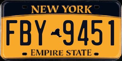 NY license plate FBY9451
