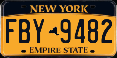 NY license plate FBY9482