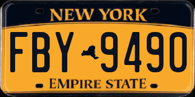 NY license plate FBY9490