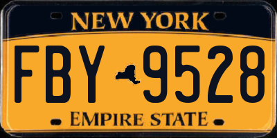 NY license plate FBY9528