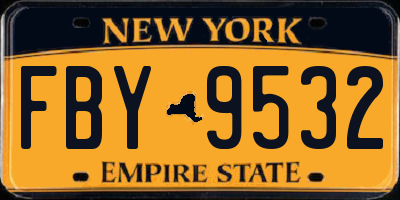 NY license plate FBY9532