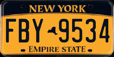 NY license plate FBY9534