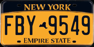 NY license plate FBY9549