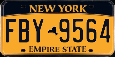 NY license plate FBY9564