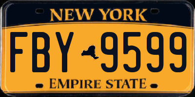 NY license plate FBY9599