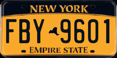 NY license plate FBY9601