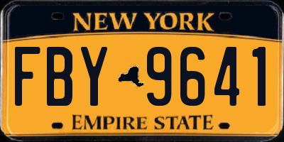NY license plate FBY9641