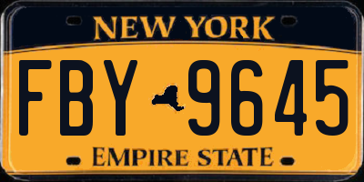 NY license plate FBY9645