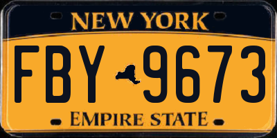 NY license plate FBY9673